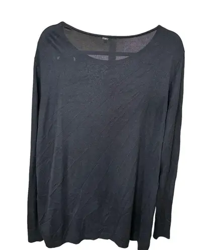 St. John Black Wool Cashmere Geometric Bow Long Sleeve Tunic Pullover Sweater XL