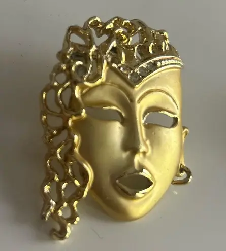 Vintage Woman Face Mardi Gras Mask Gold