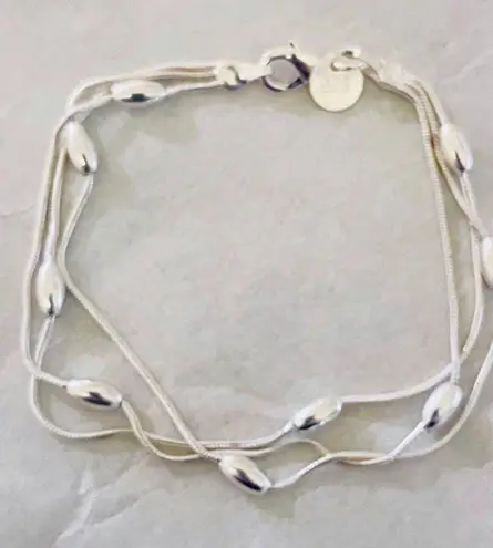 Free People 925/ 3 Strand Beaded Polished Bracelet/ Unused Silver