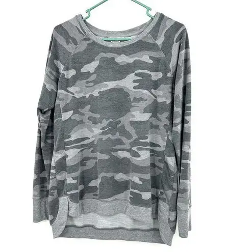 Danskin  Size Large Sweater Gray Camo Pullover Oversized Casual Lounge Everyday