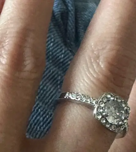 Zales White Gold Plated Silver Pave Princess Cubic Zirconia Engagement