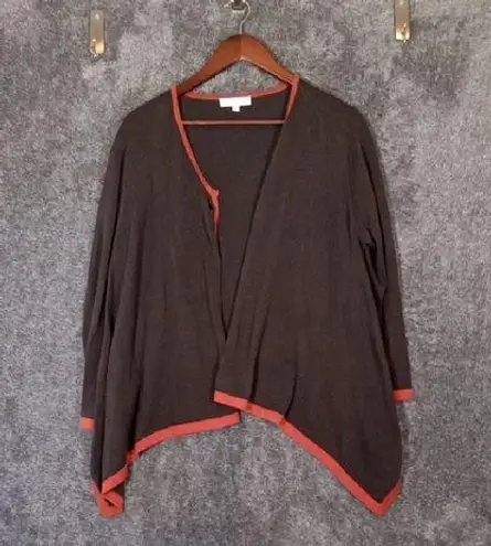 Bryn Walker Brown and Red Cardigan Sweater with Classic Knit Design Open Size S