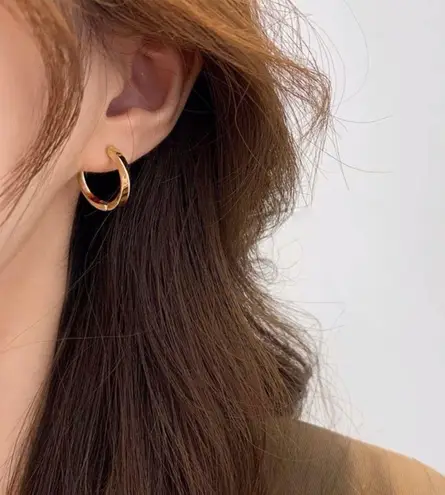 18K Gold Plated Twisted Gold Hoop Earrings for Women