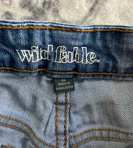 Wild Fable High Rise Distressed Embellished with Embroidered Yellow and Orange Flowers Mom Jeans Size 00.