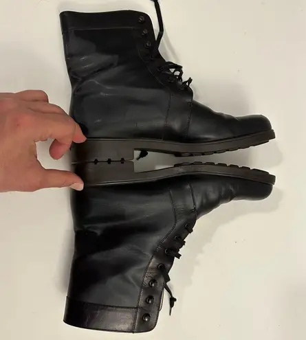 Salvatore Ferragamo Women's Leather and Fabric Combat Boot Size 9.0 B