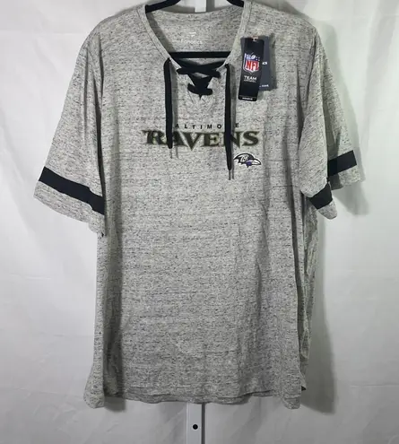 Fanatics NWT Baltimore Ravens Lace-up T-shirt - Womens Size 3X - Heather Gray