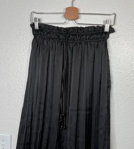 Magaschoni M Womens Black Pleated Midi Skirt Drawstring Waist XS