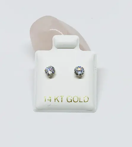 14k Gold Earrings White Screwback
