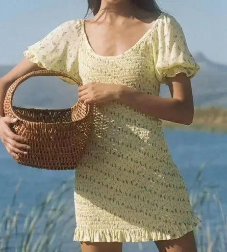 Faithfull the Brand Magnolia Shirred Tie-dyed Crepe Mini Dress Size XL NWT