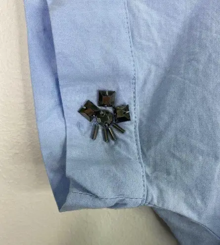 Dizzy Lissy Floral Beaded Button Up Blouse Top Shirt Size Medium M Womens