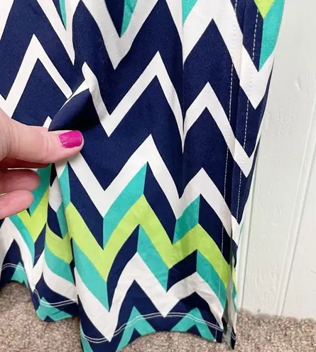 Jessica Howard NEW Zig Zag Print Sleeveless Maxi Dress with Slit Size Large