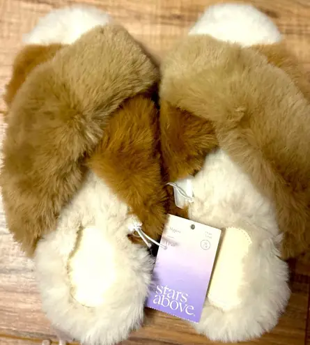 Stars Above Women’s Cross Band Slip on slippers. NWT Size M 7/8 Brown,Cream,Tan