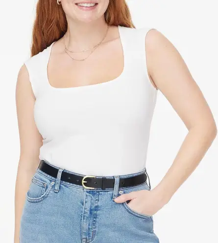 J Crew Factory women’s Cap sleeve stretch square neck tank top Size S NWT White