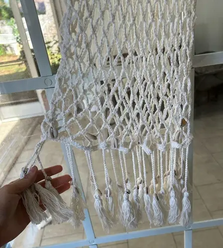 Surf Gypsy viola fishnet cowrie sea shell boho beach swim cover up