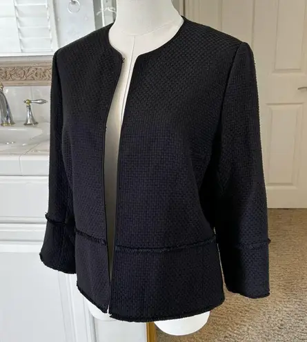 T Tahari Black Three Quarter Length Dress Jacket in Women's Size Small