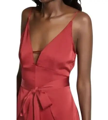 AMYLYNN Backless Satin Dress Jolie Satin Slip Dress in Burgundy Size Small Red