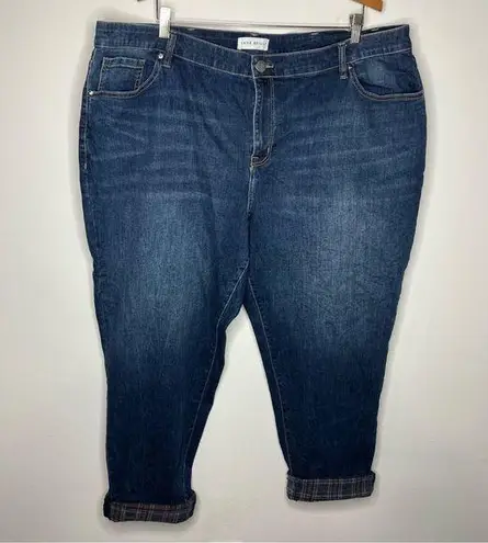 Lane Bryant  mid rise boyfriend jeans plaid cuff size 22