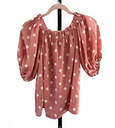 Vine & Love NWOT & Love Pink Polka Dot Blouse -S