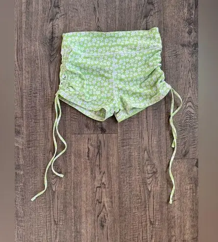 Aurelle High Rise Bright Green Floral Shorts