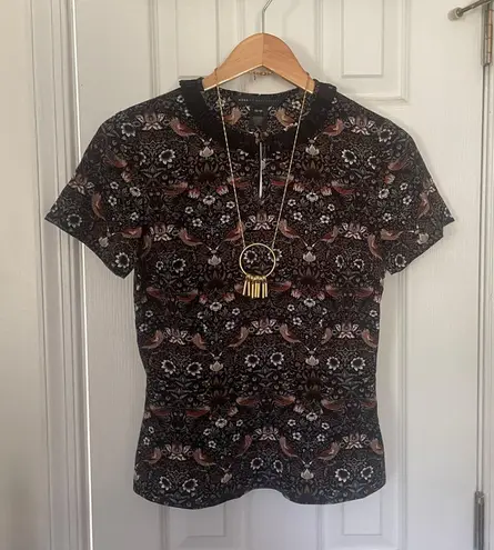 Marc by Marc Jacobs Muted Fall Garden Bird Crepe Blouse