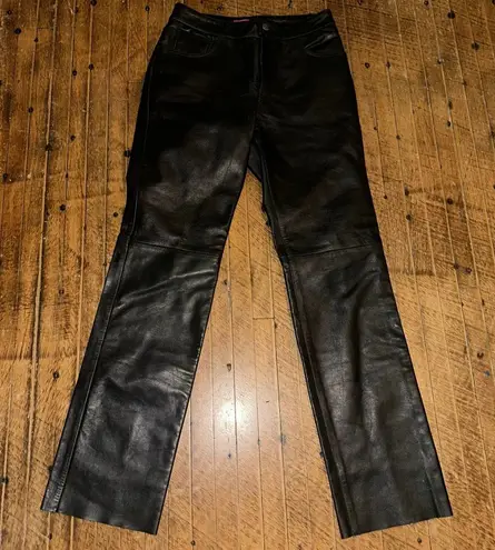 Esprit biker moto 100% leather vintage straight leg pants