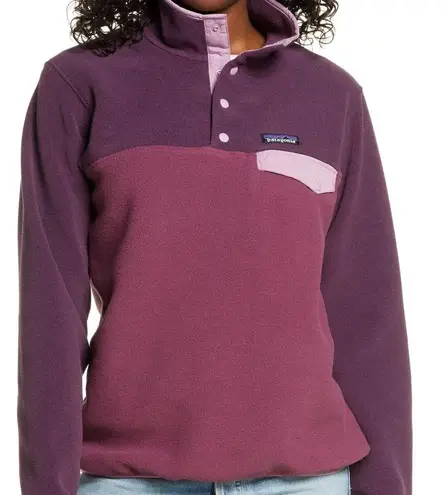 Patagonia Purple Colorblock Synchilla Snap Tee Fleece