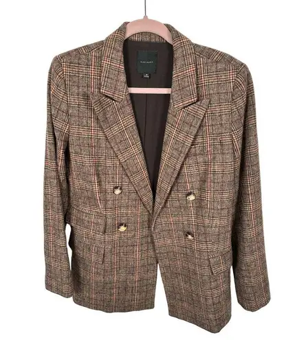 Alex Marie Size 10 Womens Blazer Plaid Brown Wool Blend Long Sleeve Button