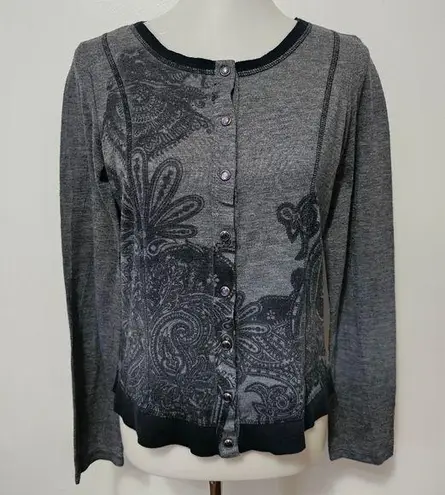 David Cline Women's Gray Subliminal Paisley SweaterSize Medium