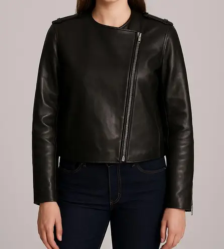 ALC Frank A.L.C. Black Leather Asymmetrical Zip Jacket Leonardo