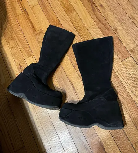 Vintage Y2k Swear Platform cyber futuristic boots Suede 90’s 🇬🇧UK Farfetch