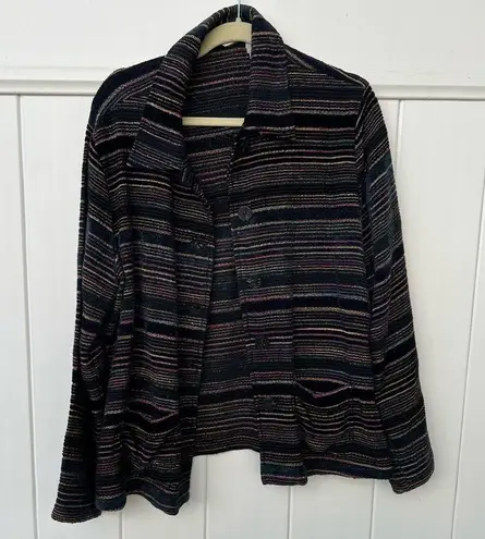 draper's & damon's DRAPERS and Damon’s Black W/Gold Metallic, Blue, Pink, Purple Stripes Size Large