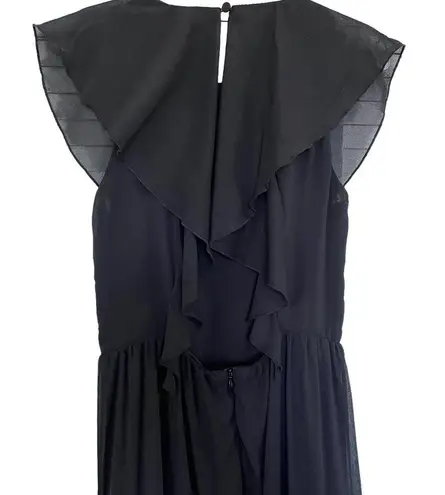 Aniye By Flutter Sleeve Sheer Ruffled Tiered Maxi Dress Black Women's Size Small
