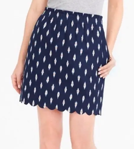 J. Crew Factory Sidewalk Ikat Print Linen Miniskirt Blue Size 2
