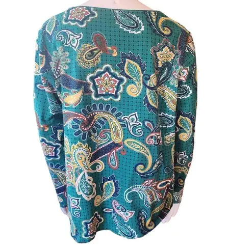 kim rogers  Multicolored Paisley Patterned Long Sleeve Tee Shirt (XL)