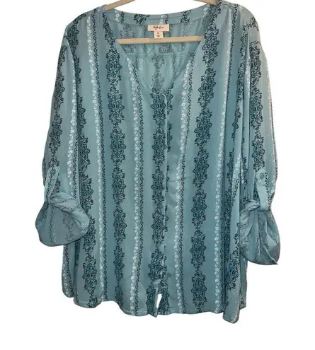 Style & Co ✨. Printed Roll Tab Tie Front Sz XL Shirt✨