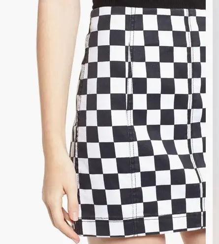 Tinseltown Tinsel Checkered Denim Miniskirt in Black White, Juniors Size M, New w/Tag