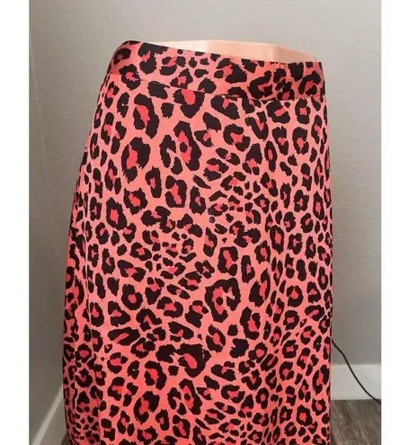 Worthington Size 16 Cheetah Leopard Animal Print Skirt Coral Pink & Black NWT
