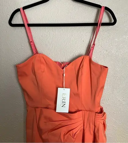 NWT ERIN by Erin Fetherston Strapless Taffeta Sweetheart Bow Dress in Flame 6