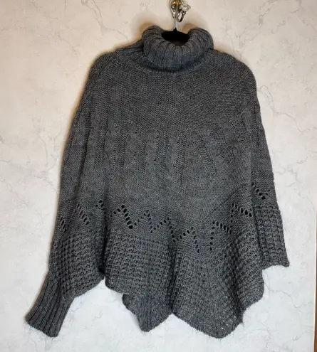 Oversized Italian grey cable knit turtleneck sweater Gray Size OS