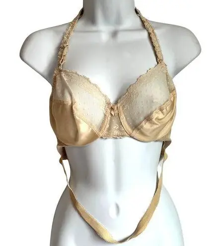 Vintage Cream Lace Backless by Young Smoothie Underwire Convertible Bra size 34C