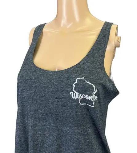 Next Level Womens Wisconsin Tank Top Shirt Sleeveless Scoop Neck Gray Medium