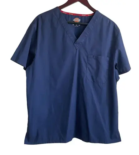 Dickies Mens Scrub Top L Blue Casual Standard Medical Uniform Nurse Workwear