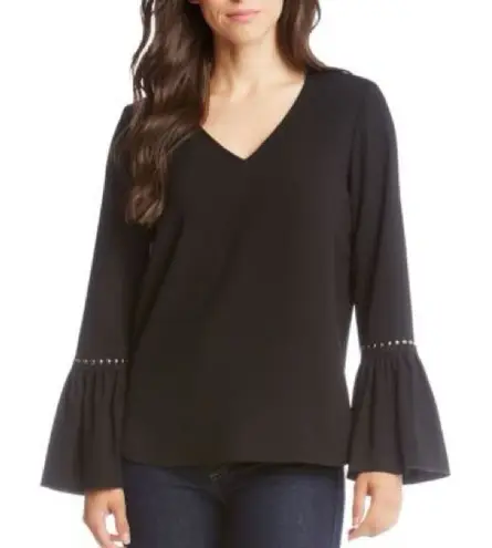 Karen Kane - Elegant Western Black and Silver Blouse Size M