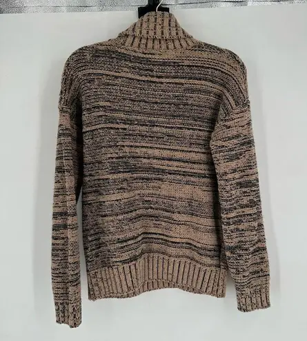 BCBGMAXAZRIA  Womens Turtleneck Sweater Taupe/black Marled Long Sleeve XS