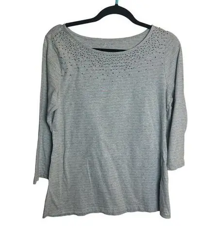 Charter Club Missy Size Large L Scoop Neck Tee with Gem Sparkle Detail Holiday