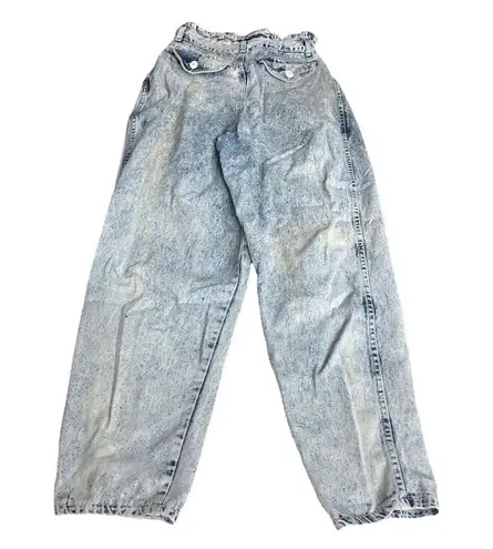 Jordache Vintage Paper Bag Waist Balloon Leg Jeans Stonewashed Blue Size 11