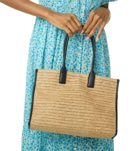 Walter Baker NWT Natural Woven Black Handles Black Trim Delaney Tote Bag