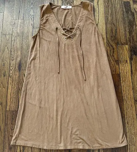 Sans Souci 🦋 Brown velvet pullover tie dress Small