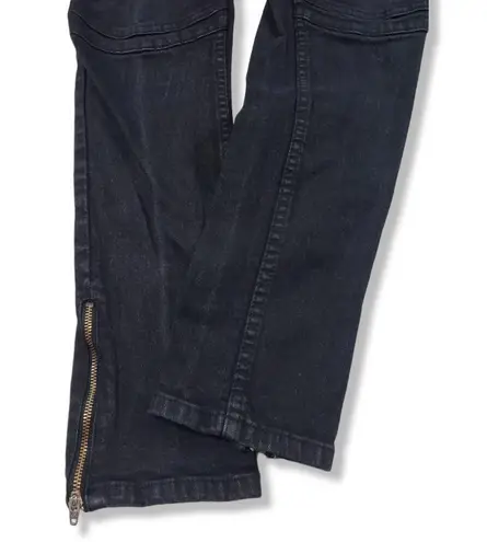Dr. Denim Jeans Makers Size 29 27x30 Denise 101 Skinny Jeans Moto Ankle Zip Black Denim Pants