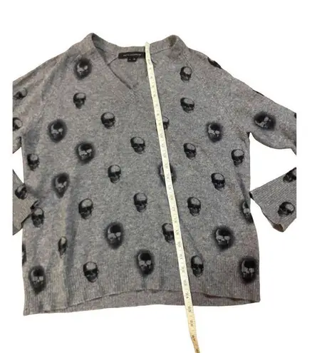 360 Cashmere  Skull Cashmere Riley Skull-Print Gray Cashmere Sweater size small 1